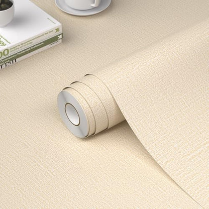 WADILE Grasscloth Peel and Stick Wallpaper 15.7in x 78.7in, Textured Contact Paper for Cabinets, Faux Linen Wall Paper Pull and Stick, Fabric Vinyl Wallpaper Self Adhesive Beige - color: Beige, size: 15.7" x 78.7"