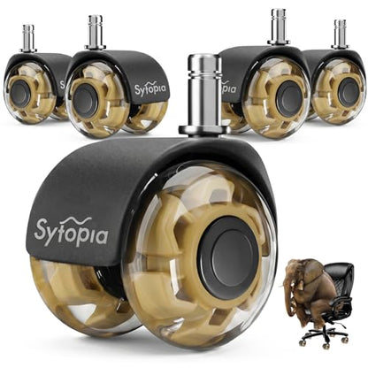 Office Chair Wheels 2" Desk Chair Caster Wheels Smooth Roller Style Quiet for Carpet and Hardwood Floors Universal Fit 11x22 mm Set of 5 Yellow - color: Yellow-Roller-2 Inch
