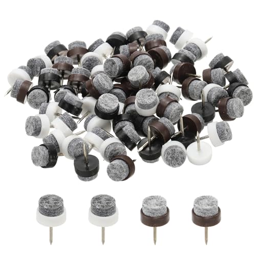 PATIKIL 14 mm Nail-on Felt Pads, 72 Pcs Round Felt Furniture Sliders Pads Heavy Duty Floor Protectors for Wooden Chair Sofa Cabinet Table Leg Feet Hardwood Floors, Black/Brown/White - color: Black/Brown/White, size: 14 mm