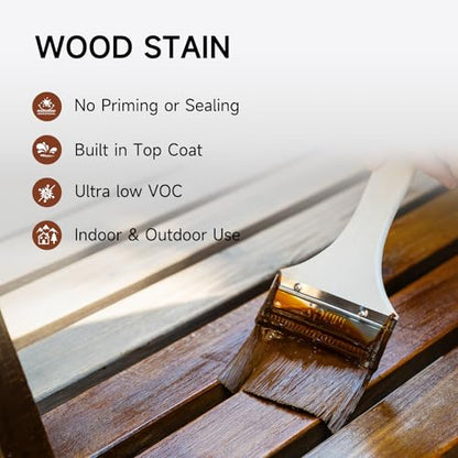 32 Oz Wood Stain and Sealer in One, Black Sandalwood, with Tools - color: Black/Walnut, size: 32 FL.OZ