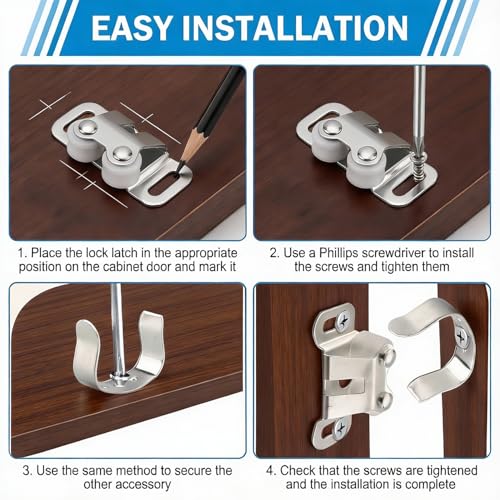 10 Pack Double Roller Cabinet Door Catches for RV Mobile Home Cabinets