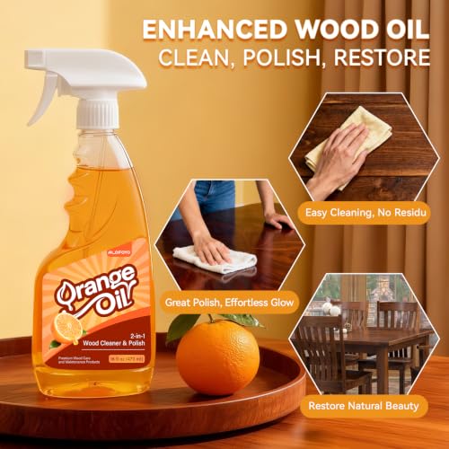 2-in-1 Wood Cleaner Furniture Polish - Natural Orange Oil Spray