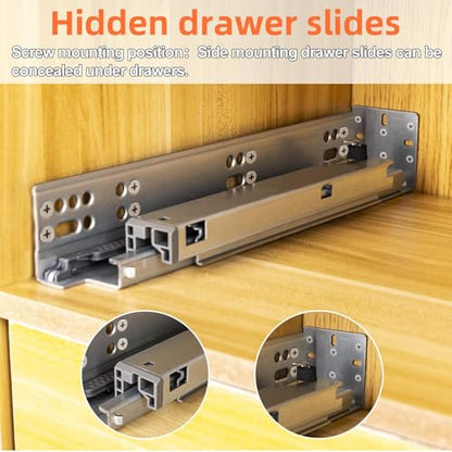Undermount Drawer Slides HLC Undermount Soft Close Drawer Slides 15 inch 6 Pair Full Extension Concealed Drawer Rails with Mounting Screws,Locking Device and Brackets 80 lb Load Capacity - color: Silver, size: 15 Inch
