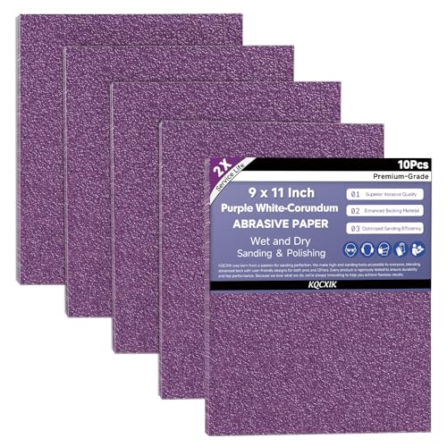 10-Sheet Premium White Corundum Wet Dry 60 Grit Sandpaper - size: 9 x 11 Inch, style: 60 Grit