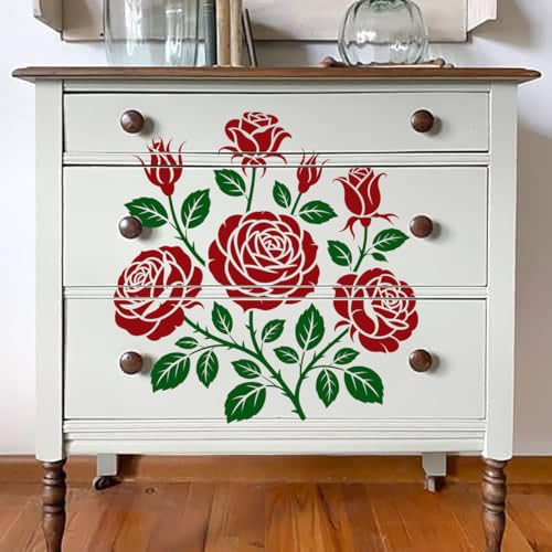 Large Flower Stencils for Wood Fence Rose Stencil - style: Rose