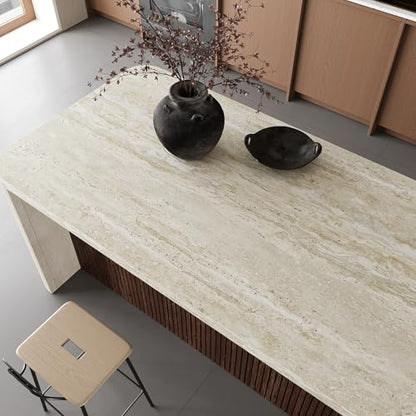 VEELIKE Beige Travertine Marble Contact Paper for Countertops Waterproof Peel and Stick Countertop Vinyl Wrap 24''x118'' Self Adhesive Removable Stone Marble Wallpaper for Counter Top Coves Kitchen - size: 24" x 118"