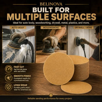 100PCS PSA Sanding Discs 120 Grit Sandpaper Discs 6 Inch Sand Paper Discs for Sander DA Sander Orbital Sander Aluminum Oxide Self Stick Sanding Paper for Wood Metal Car Paint Drywall - size: 120 Grit