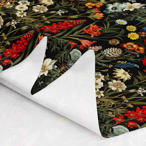 Erosebridal Florals Fabric by The Yard Spring Summer Natural Upholstery - color: Black Red, size: 5 Yards