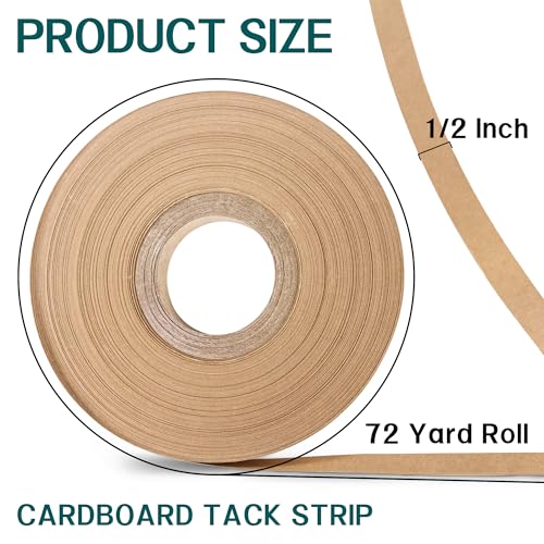 1/2" Upholstery Tack Strip, 72 Yards Longer Upholstery Cardboard Tacking Strip, Hard Upholstery Sofa Making Strips for Furniture Sofa Chair & Couch Edges Repair - size: 72 yard x 1/2 Inch
