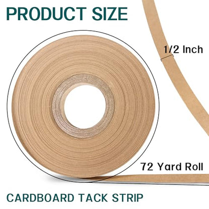 1/2" Upholstery Tack Strip, 72 Yards Longer Upholstery Cardboard Tacking Strip, Hard Upholstery Sofa Making Strips for Furniture Sofa Chair & Couch Edges Repair - size: 72 yard x 1/2 Inch