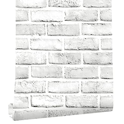 Cohoo Home White Brick Wallpaper Peel and Stick Contact Paper Faux 393”×18” - color: Gray/White, size: 17.7" x 393"