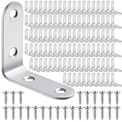 Pelopy 100 Pcs L Bracket Stainless Steel 90 Degree Brace, 1.97 x 1.97 Inch - size: 1.97 x 1.97 Inch