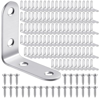 Pelopy 100 Pcs L Bracket Stainless Steel 90 Degree Brace, 1.97 x 1.97 Inch - size: 1.97 x 1.97 Inch