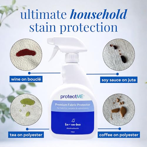 protectME Fabric Protector and Stain Resistant Spray - Upholstery Fabric Spray for Stain Guard for Carpet, Shoes, Couch, Sofa - Non Toxic Water Based Furniture Protector - 25.4 Fl. Oz. - style: 25.4 Fl Oz