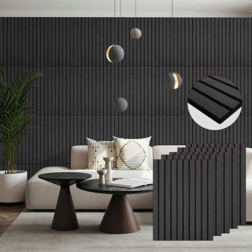 Black Acoustic Panels, 12 Pack Self-Adhesive Sound Absorbing Tiles - color: Black