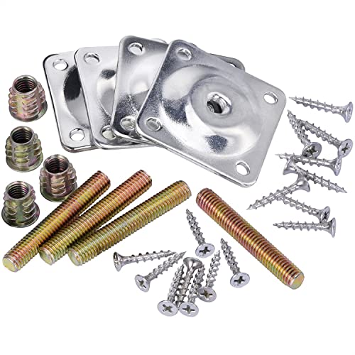 Maricome 4PCS Leg Mounting Plates with Screws for Sofa Couches Tables Furniture Legs Brackets Hardware Attachment Plates Brackets M8 T-Plates
