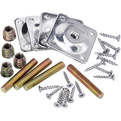 Maricome 4PCS Leg Mounting Plates with Screws for Sofa Couches Tables Furniture Legs Brackets Hardware Attachment Plates Brackets M8 T-Plates