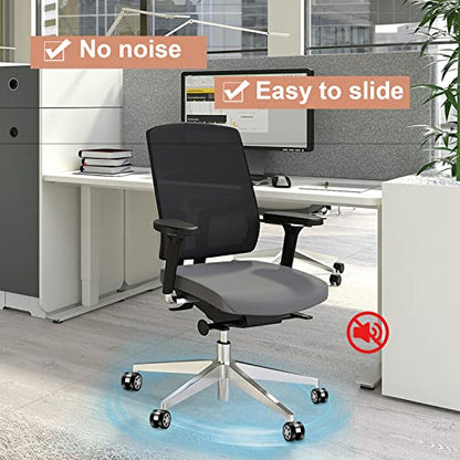 Office Chair Caster Wheels Replacement - Fit Most Brands, Caster Desk Chair Wheels (5 Set) - style: Silver