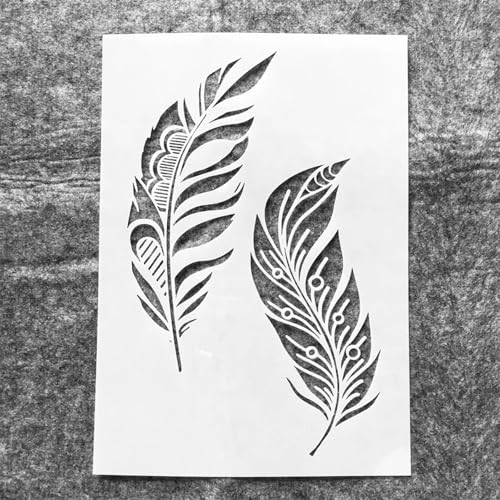 TIAMECH A4 Reusable Two Feathers Stencil for Painting - style: Two Feathers