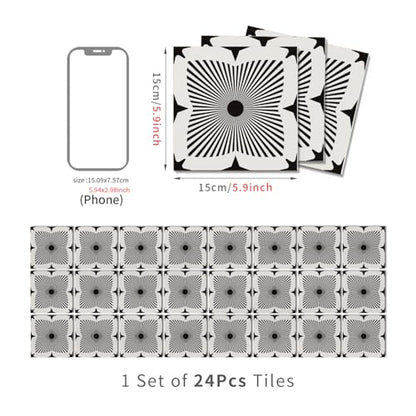 VICCI Kitchen Backsplash Tile Stickers 24Pcs 5.9x5.9 Inch - color: Art-224, size: 5.9x5.9IN*24PCS