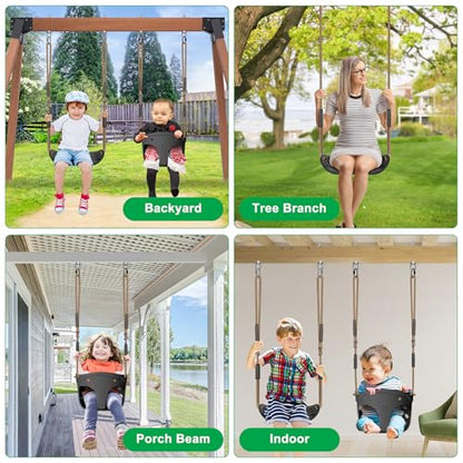 SELEWARE Heavy Duty Swing Seat for Kids Adults with Adjustable Ropes - color: Black1 Swing Seat, 2 Pack