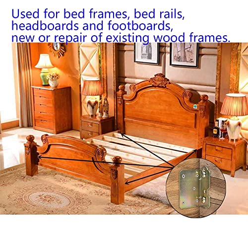Bed Rail Brackets Bed Frame Hardware 4 Sets - color: Yellow