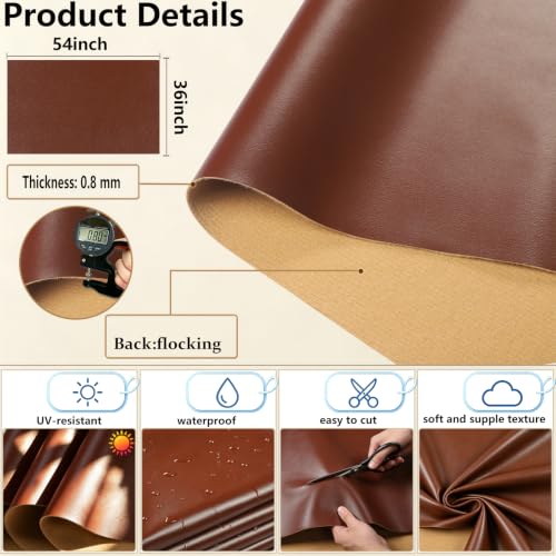 Picheng Vinyl Uholstery Faux Leather: 54" x 36" Soft Durable Marine Vinyl - color: Dark Brown, size: 1Yard（54"x36"）