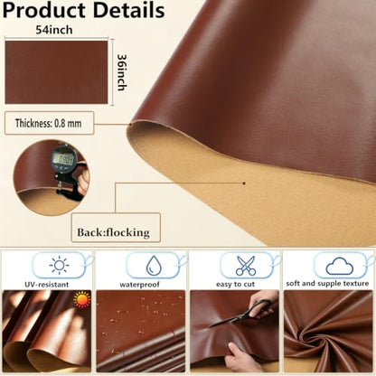 Picheng Vinyl Uholstery Faux Leather: 54" x 36" Soft Durable Marine Vinyl - color: Dark Brown, size: 1Yard（54"x36"）