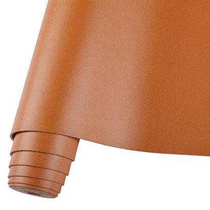 HGUAN Smooth Solid Color Brown Faux Leather 12"X53"(30cmX135cm),Faux Leather Sheets Roll Very Suitable for Making Crafts, Leather Earrings, Bows,Sewing (Brown) - color: Brown