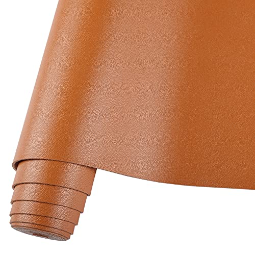 HGUAN Smooth Solid Color Brown Faux Leather 12"X53"(30cmX135cm),Faux Leather Sheets Roll Very Suitable for Making Crafts, Leather Earrings, Bows,Sewing (Brown) - color: Brown