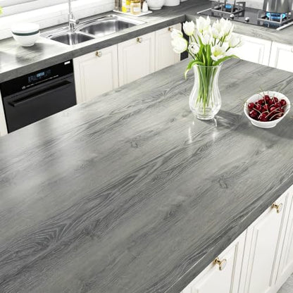 Livelynine Gray Wood Grain Contact Paper Peel Stick Wood Wallpaper Cabinets - color: Gray Oak, size: 15.8" x 78.8"