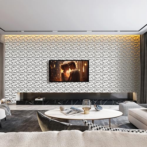 INMOZATA 3D Wall Panels, Diamond Textured PVC Accent Wall Panels - color: A_White