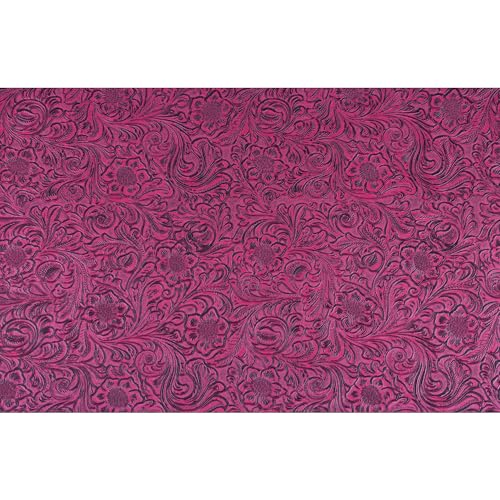 Solid Color Embossed Faux Leather Sheets 12 "x53 (30cm x 135cm) Embossed Texture Leather Fabric, Widely Used in Leather Earrings, Keychains, Sewing DIY Projects ﻿ (Rose Red) - color: Rose Red