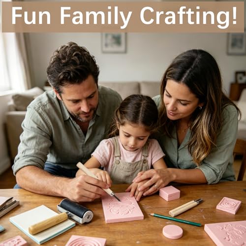 16Pcs 4x6 Inch Soft Linoleum Blocks, Premium Rubber Linocut Carving Blocks Ideal for Stamp Carving, Relief Printing and Various DIY Art Craft Creations - color: linocut block 4x6x0.2in-16pcs