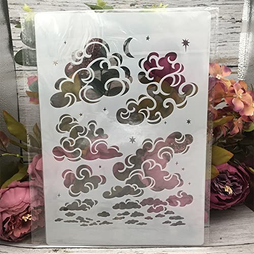 TIAMECH A4 Reusable Cloud Stencil for Painting - style: Cloud