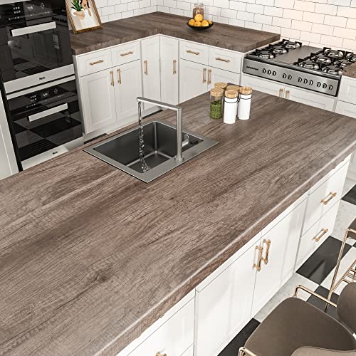 AbaBoorty 85''x15.8'' Classic Gray Oak Wood Wallpaper Peel and Stick Wood Look Vinyl Wrap for Cabinets Shelves - size: 15.8"W x 85"L