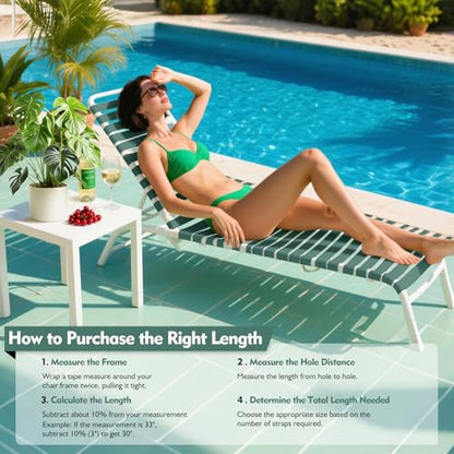 LukLoy 2" Wide 40ft Long Vinyl Straps for Patio Chairs Repairs, Green - color: Green