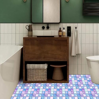 HOMETITUTE Purple Blue Iridescent Mosaic Floor 12x12 Vinyl Tile - color: Blue Purple