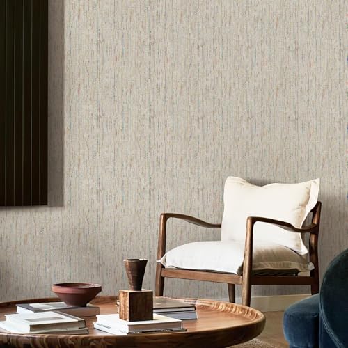JiffDiff Woven Wallpaper Peel and Stick 17.3" x 120" Colorful Paint Grasscloth Contact Paper Textured Waterproof Self Adhesive Stick on Wallpaper(14.4 sq. ft Gray) - color: Gray, size: 17.3" x 120"