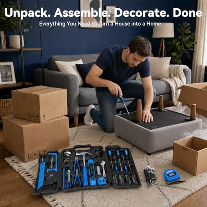 DISEN Home Tool Set with Storage Case Hammer Screwdrivers Pliers Wrenches - size: 81PCS
