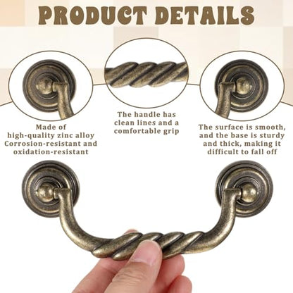 2 Pcs 4.17'' Bail Pull Drawer Handles, Dresser Handles Vintage Vintage Cabinet Pull Bronze Tone Dressers Drawers-Pull Zinc Alloy Vintages Drawer Pulls Bail-Pull Handle for Doors Cupboard Chest Drawers