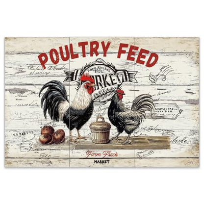 OLYCRAFT 3pcs/Set Farm Rub on Transfers for Furniture and Crafts 6x12 inch Rooster Chicken Furniture Decals Poultry Feed Transfer Stickers Rub on Decals for Wood Furniture Home Decor