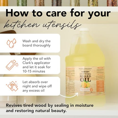 CLARK's Cutting Board Oil 128 oz, Food Grade Mineral Oil with Citrus Scent - style: Orange & Lemon Extract - 128 Oz