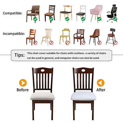 Fuloon Dining Chair Seat Covers Stretch Slipcovers, 6 Pack, White - color: White, size: Not Waterproof