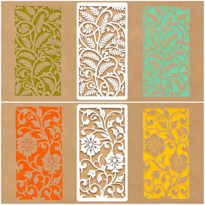 8 Pcs Tree Texture Stencils for Painting Reusable Plastic 4.52×8.66 Inch Tree Branches Stencils Drawing Templates for Crafts DIY Wall Canvas Notebook Knit Card Wood - color: Style E