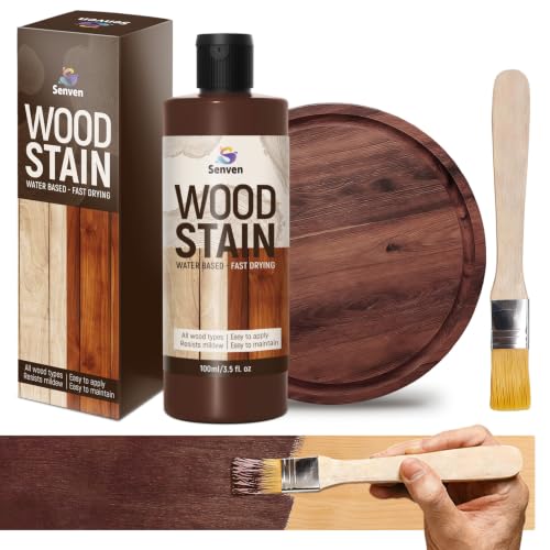 SENVEN Wood Stain, Red Teak Wood Stain, 100ml Woods-Stain for Woods, Furniture, Cabinet, Fast Drying Woods-Stain, Non-Toxic Wood-Stains, Water Based & Low Odor Wood-Stains, Indoor&Outdoor Woods Stains - color: Red Teak, size: 3.5 Fl Oz