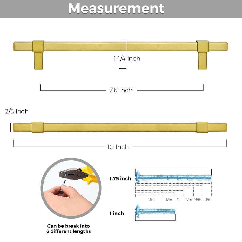 15 Pack Gold Cabinet Handles, 7-1/2" Hole Center Kitchen Drawer Pulls - color: Gold, size: 7-1/2 Inch Hole Center