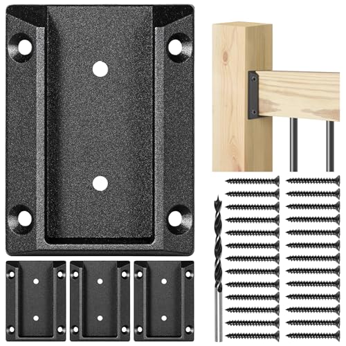 4pcs ADC-12 Aluminum Deck Railing Bracket, Deck Railing Connectors for 2"x4" (Actually 1.5"x3.5") Wooden Deck Railing Post to Handrail Connection (Black)