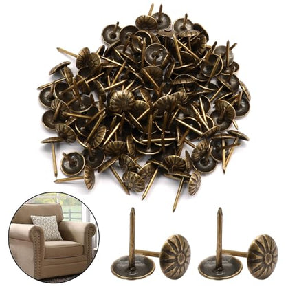 Antique Brass Upholstery Tacks, 120PCS, 7/16 Inch - color: Bronze