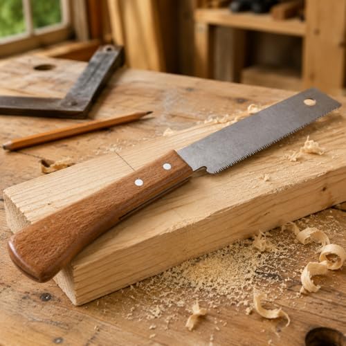 Small Hand Saw, Beech Wood Handle, Flush Cut Tool, 12 Inch Precision Trim Tool for Carpentry, Garden and Outdoor